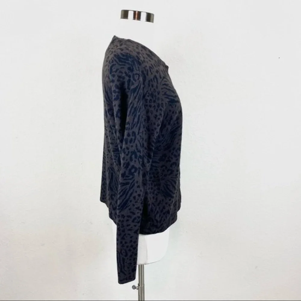 Nina Leonard Jungle Print Cardigan Sweater